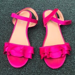 American Eagle Outfitters Hot Pink Ruffled Ankle Strap Sandals